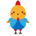 Cute chicken. Cartoon kawaii rooster character. Vector illustration for kids and babies fashion