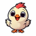 Cute Chicken Cartoon Vector Character - Tattoo-inspired Sticker