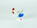 Cute chicken ceramic egg holder isolated Royalty Free Stock Photo