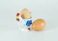 Cute chicken ceramic egg holder isolated Royalty Free Stock Photo