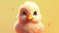 Cute chicken chick cartoon. Yellow baby bird illustration. Easter holiday character. Generative AI Royalty Free Stock Photo