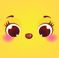 Cute chicken face. Cartoon chick. Funny yellow bird