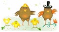 Cute chicken family