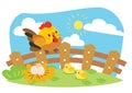 Cute chicken farm illustration vector Royalty Free Stock Photo