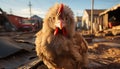 A cute chicken in a farm looking at the camera generated by AI Royalty Free Stock Photo