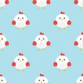 Cute chicken/Rooster cartoon character Seamless pattern.