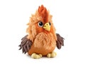 Cute chicken stuffed toy isolated on white, illustration generated by AI