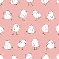 Cute chickens seanless pattern. Vector illustration with doodle hens Royalty Free Stock Photo