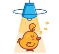 cute chicks sleeping under lamp warming. Animal cartoon Isolated Flat Style Sticker Web Design Icon illustration Premium Vector Royalty Free Stock Photo