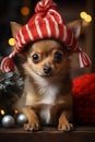 Cute chihuahua dog Christmas yarn knitted cap