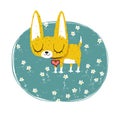 Cute chihuahua illustration with flowers