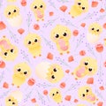 Cute chik pattern foe Easter holiday, childish style seamless ornamet for wrapping paper or wallpaper, fabric Royalty Free Stock Photo
