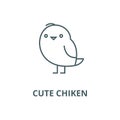 Cute chiken line icon, vector. Cute chiken outline sign, concept symbol, flat illustration