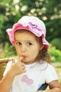 Cute child with big clear eyes impressively looking at the camera. Royalty Free Stock Photo