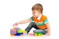 Cute child boy playing with construction set Royalty Free Stock Photo