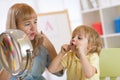 Cute child boy at speech therapist office Royalty Free Stock Photo