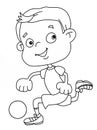 Cute child boy playing football illustration white backgroundcartoon illustration