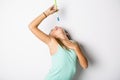 Cute child girl brushing teeth isolated on white background Royalty Free Stock Photo