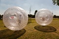 Cute child has a lot of fun in the Zorbing Ball Royalty Free Stock Photo