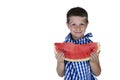 Cute child holding a watermelon slice Royalty Free Stock Photo