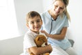 A cute Child Patient Visiting Doctor`s Office Royalty Free Stock Photo