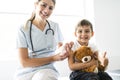 A cute Child Patient Visiting Doctor`s Office Royalty Free Stock Photo