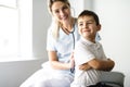 A cute Child Patient Visiting Doctor`s Office Royalty Free Stock Photo