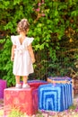 Cute child play in playground. Royalty Free Stock Photo