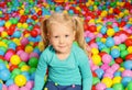 Cute child playing in ball pit Royalty Free Stock Photo