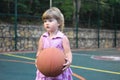 Cute child playing basketball. sporty healthy baby Royalty Free Stock Photo