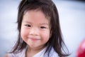 Cute child sweet smile. Head shot. Girl aged 3 years old