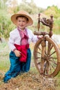 Cute child in traditional eastern european clothes