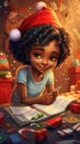 Cute Child Writes a Letter to Santa Claus. Christmas concept. Christmas Tree. New Year. Santa Claus Concept.