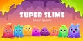 Cute childish banner with tiny slime monsters Royalty Free Stock Photo