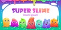 Cute childish banner with tiny slime monsters Royalty Free Stock Photo