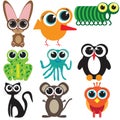 Cute childish flat design animals figures Royalty Free Stock Photo