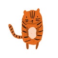 Cute childish striped orange tiger illustration