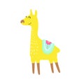 Cute childish lama animal isolated vector.