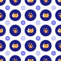 cute childish mad mood ginger orange tabby cat seamless pattern