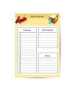 Cute childish school timetable,Daily Routines planner template for kids with school supplies. Printable planner, diary for student