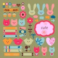 Cute childish scrapbook elements