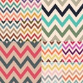 Different classic retro color combinations of zig zag textured stock vector pattern Royalty Free Stock Photo