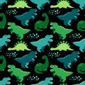 Cute childish seamless pattern with dinosaurs ideal for fabrics, wallpaper and different surfaces