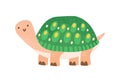 Cute childish turtle character in scandinavian style. Flat vector cartoon textured illustration of funny smiling