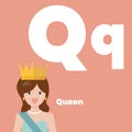 Cute children ABC alphabet flashcard words with the letter Q Royalty Free Stock Photo