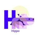 Cute children ABC. Letter H - Hippo. Royalty Free Stock Photo