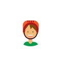 Cute children face happy boy helmet portrait on white background, male avatar flat Royalty Free Stock Photo