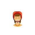 Cute children face happy girl helmet portrait on white background, female avatar flat Royalty Free Stock Photo