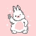 Cute children's illustration of a rabbit, bunny in kawaii, anime style. Vector sticker on a pink background. Easter Royalty Free Stock Photo