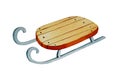 Cute children's sled for skiing down the mountain in winter. Watercolor illustration. Royalty Free Stock Photo
